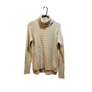 Tahari cableknit ivory wool blend turtleneck sweater women’s Xs